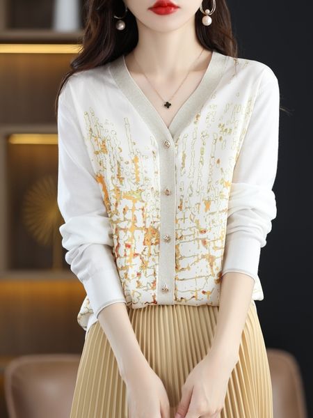 women's sweaters 2023 spring mulberry silk vneck knitted stitching cardigan women loose patchwork color coat 230831, White;black
women's sweaters 2023 spring mulberry silk vneck knitted stitching cardigan women loose patchwork color coat 230831, White;black