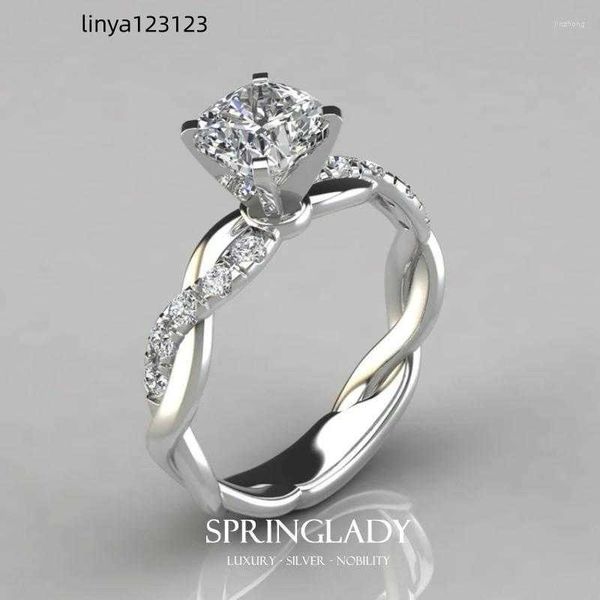 cluster rings springlady 925 sterling silver white cubic zircon twisted for women wedding jewelry party gift engagement, Golden;silver
cluster rings springlady 925 sterling silver white cubic zircon twisted for women wedding jewelry party gift engagement, Golden;silver