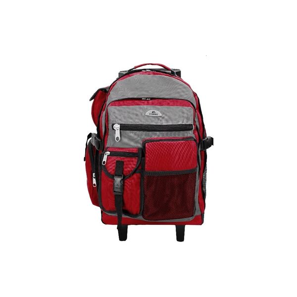 backpack deluxe backpack on wheels 13.5"x 18.5"x 7" burgundy gray 230830