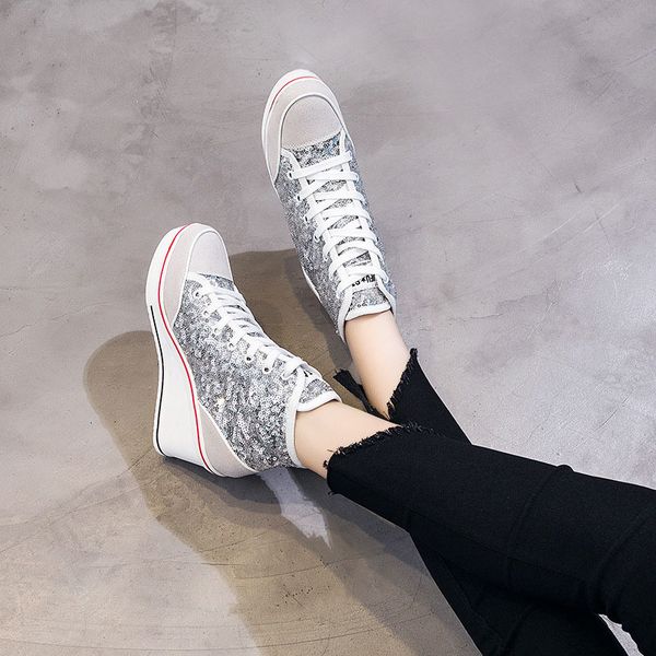 dress shoes korean version 8cm tall canvas shoes with sloping heels sequin lace up matsuke sole casual thick sole high shoes 230830, Black
dress shoes korean version 8cm tall canvas shoes with sloping heels sequin lace up matsuke sole casual thick sole high shoes 230830, Black