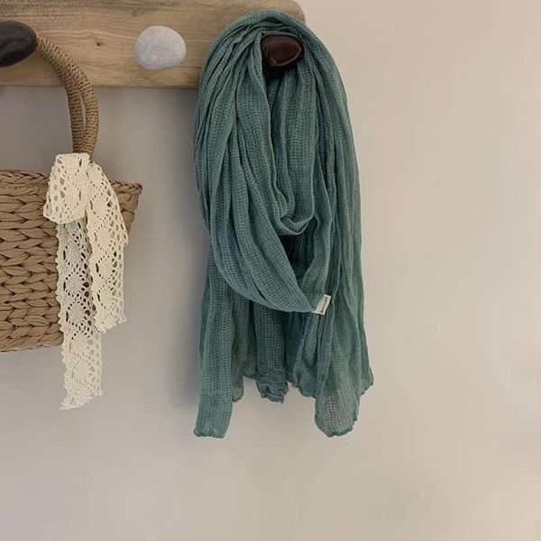 retract styled artistic style cotton scarf for women japanese waffle pure color pleated all matching shawl air, Blue;gray
retract styled artistic style cotton scarf for women japanese waffle pure color pleated all matching shawl air, Blue;gray