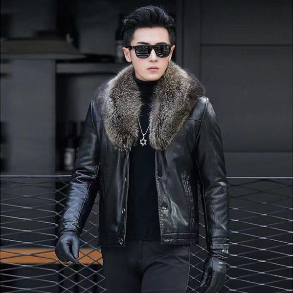 men's leather faux autumn winter men raccoon dog fur collar collars jacket coats male thick motorcycle warm biker s5xl 230831, Black
men's leather faux autumn winter men raccoon dog fur collar collars jacket coats male thick motorcycle warm biker s5xl 230831, Black