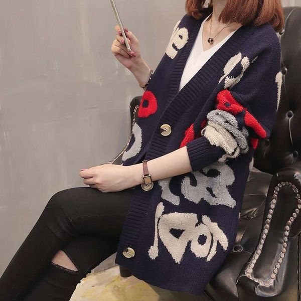 autumn and winter sweaters korean womens clothing style letter jagged v neck cardigan loose casual sweater jacket, White;black
autumn and winter sweaters korean womens clothing style letter jagged v neck cardigan loose casual sweater jacket, White;black