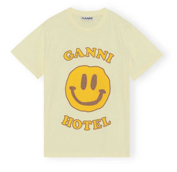 ganni designer t shirt short sleeve 23ss letter printed yellow round neck loose casual t-shirt washed loose classic fashion cotton women tee, White
ganni designer t shirt short sleeve 23ss letter printed yellow round neck loose casual t-shirt washed loose classic fashion cotton women tee, White