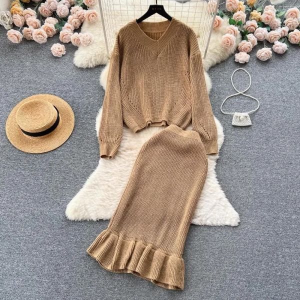 casual dresses women vintage knit two pieces skirt sets long sleeve o neck loose sweater and high waist hip wrap trumpet, White;black
casual dresses women vintage knit two pieces skirt sets long sleeve o neck loose sweater and high waist hip wrap trumpet, White;black