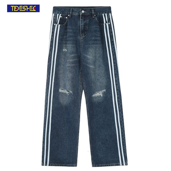 men's jeans korean style streetwear spliced striped denim trousers summer vintage y2k jeans women high waist straight baggy oversized j, Blue
men's jeans korean style streetwear spliced striped denim trousers summer vintage y2k jeans women high waist straight baggy oversized j, Blue