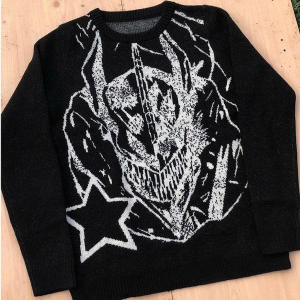 women's sweaters men's vintage knitting sweater autumn winter pullover round neck y2k harajuku oversized chic aesthetics emo 23083, White;black
women's sweaters men's vintage knitting sweater autumn winter pullover round neck y2k harajuku oversized chic aesthetics emo 23083, White;black