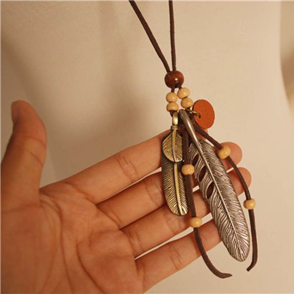 pendant necklaces retro feather leaf wooden beads long tassel sweater chain necklace for woman ethnic style leather rope fashion jewelry 230, Silver
pendant necklaces retro feather leaf wooden beads long tassel sweater chain necklace for woman ethnic style leather rope fashion jewelry 230, Silver