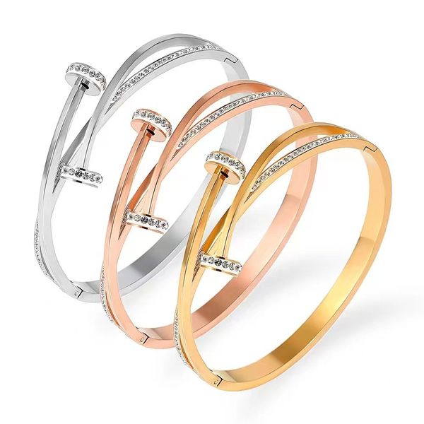 luxury micro pave nail bangle bracelet 18k gold plated stainless steel jewelry for women gift, Black
luxury micro pave nail bangle bracelet 18k gold plated stainless steel jewelry for women gift, Black