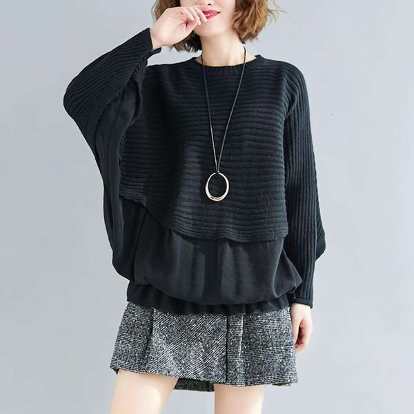 autumn and winter collection fat sweater mm large loose splicing pullover pure color battie t shirt for women, White;black
autumn and winter collection fat sweater mm large loose splicing pullover pure color battie t shirt for women, White;black