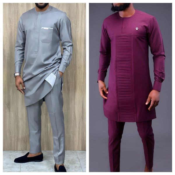 men's tracksuits luxury men's suit shirt and pants set of 2 clothing crew neck solid color festive long sleeves african ethnic sty, Gray
men's tracksuits luxury men's suit shirt and pants set of 2 clothing crew neck solid color festive long sleeves african ethnic sty, Gray