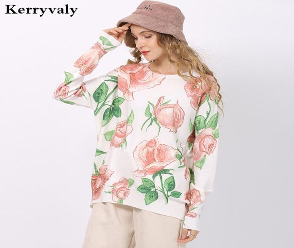 new romntic rose printed knitted sweter women 2021 utumn long sleeve pullover lrge size pullovers oversized d63448535726, White;black
new romntic rose printed knitted sweter women 2021 utumn long sleeve pullover lrge size pullovers oversized d63448535726, White;black
