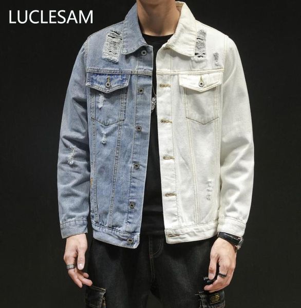 male contrast denim jacket fashion patchwork color ripped cowboy coat for men frayed casual mens streetwear hip hop jeans jacket6388079, Black;brown
male contrast denim jacket fashion patchwork color ripped cowboy coat for men frayed casual mens streetwear hip hop jeans jacket6388079, Black;brown