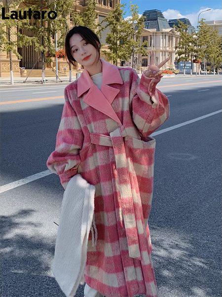 womens wool blends lautaro autumn winter long loose casual colorful plaid warm soft woolen coat women sashes pockets luxury korean fashion 2, Black
womens wool blends lautaro autumn winter long loose casual colorful plaid warm soft woolen coat women sashes pockets luxury korean fashion 2, Black