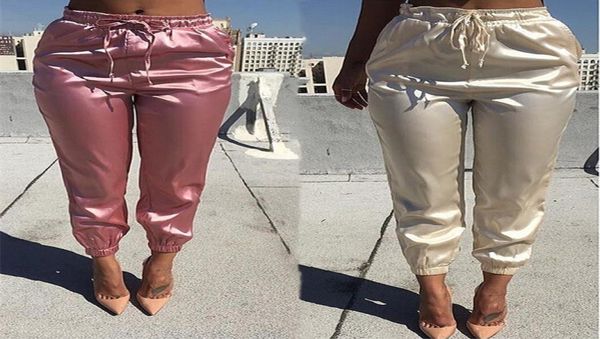 elastic high waist pants women brand jogger sweatpants satin fashion pink pencil pants streewear fitness trousers pantalon femme y4457428, Black;white
elastic high waist pants women brand jogger sweatpants satin fashion pink pencil pants streewear fitness trousers pantalon femme y4457428, Black;white