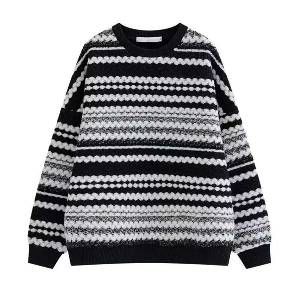 striped pullover sweater for women in autumn and winter loose outer wear oversize lazy wind medium long, White;black
striped pullover sweater for women in autumn and winter loose outer wear oversize lazy wind medium long, White;black