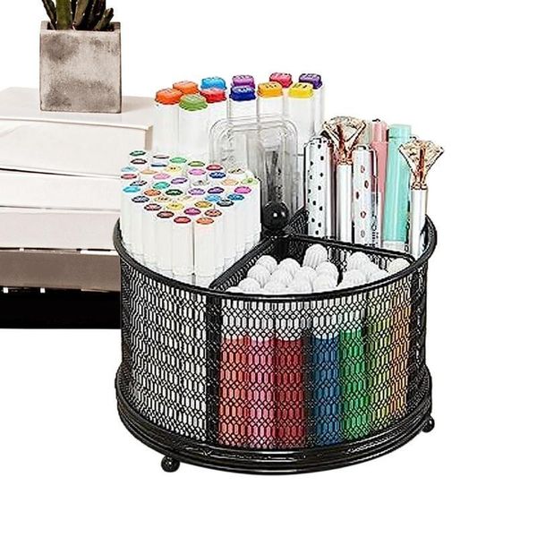 Storage Boxes Bins Pen Organizer For Desk 360 Degree Rotation Supply Storage Box Caddy Desktop Stationary Organizer Mesh Organizer Multi-Functional 230830
