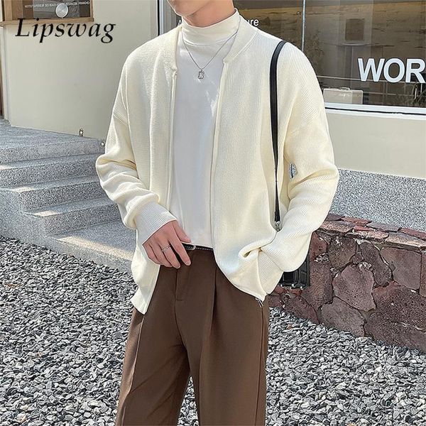 men's sweaters fashion sweater jacket men knitted long sleeve zipup knit cardigans for mens clothing streetwear trend man coat 230831, White;black
men's sweaters fashion sweater jacket men knitted long sleeve zipup knit cardigans for mens clothing streetwear trend man coat 230831, White;black