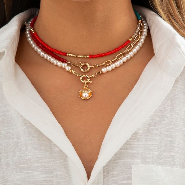 pendant necklaces boho imitation pearl colorful seed bead chain necklace for women summer scallop ot buckle choker jewelry y2k accessories 2, Silver
pendant necklaces boho imitation pearl colorful seed bead chain necklace for women summer scallop ot buckle choker jewelry y2k accessories 2, Silver