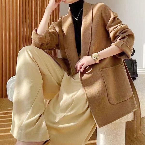 womens wool blends doublesided coat mid length high end fabric korean version loose lace up double sided 230831, Black
womens wool blends doublesided coat mid length high end fabric korean version loose lace up double sided 230831, Black