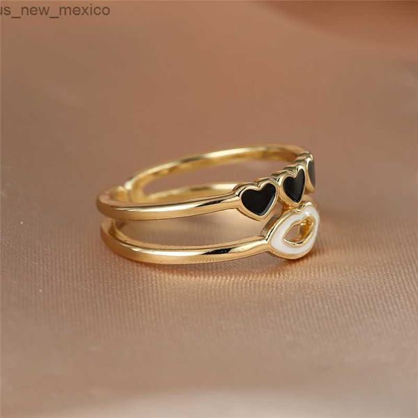 band rings fashion white lips double layer opening ring antique black heart stone ring gold color wedding rings for women bride gift r230831, Silver
band rings fashion white lips double layer opening ring antique black heart stone ring gold color wedding rings for women bride gift r230831, Silver