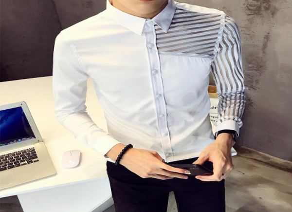 slim fit shirt men transparent striped shirt designer dress social long sleeve white for men clothes camicia uomo2297398, White;black
slim fit shirt men transparent striped shirt designer dress social long sleeve white for men clothes camicia uomo2297398, White;black
