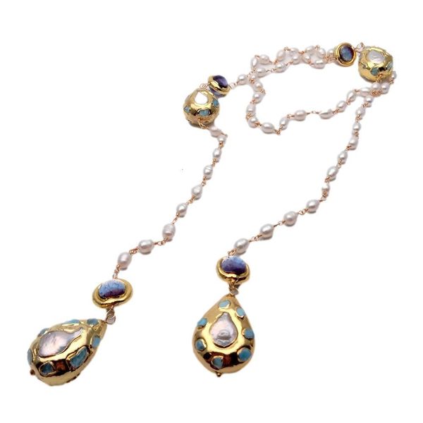 pendant necklaces yygem cultured white rice pearl 22x31mm larimar 15mm purple murano glass long rosary chain necklace 230831, Silver
pendant necklaces yygem cultured white rice pearl 22x31mm larimar 15mm purple murano glass long rosary chain necklace 230831, Silver