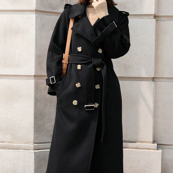 womens wool blends fashion elegant water ripple doublesided woolen coat winter loose doublebreasted temperament hepburn long overcoat jacket, Black
womens wool blends fashion elegant water ripple doublesided woolen coat winter loose doublebreasted temperament hepburn long overcoat jacket, Black