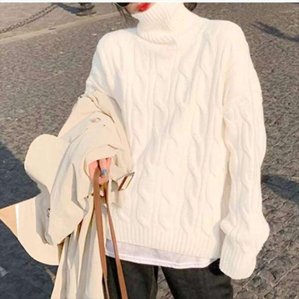 autumn winter korean high collared soft skinny sweater for women pure color mahua loose lazy wind womens, White;black
autumn winter korean high collared soft skinny sweater for women pure color mahua loose lazy wind womens, White;black