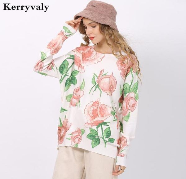 new romntic rose printed knitted sweter women 2021 utumn long sleeve pullover lrge size pullovers oversized d63444799248, White;black
new romntic rose printed knitted sweter women 2021 utumn long sleeve pullover lrge size pullovers oversized d63444799248, White;black
