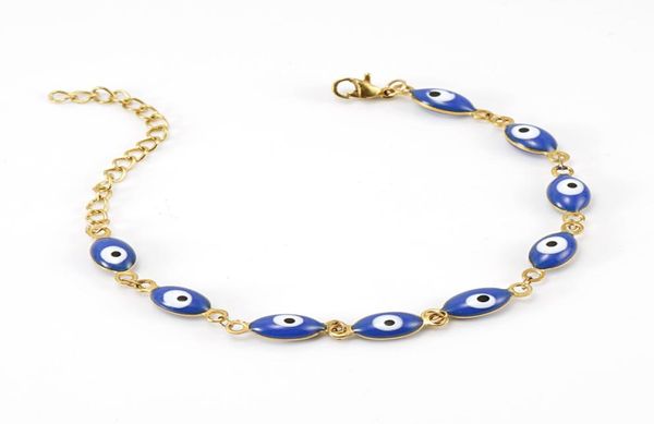 western new trendy gold plated stainless steel chain colorful oval evil eye beads bracelet jewelry for women gift6090330, Black
western new trendy gold plated stainless steel chain colorful oval evil eye beads bracelet jewelry for women gift6090330, Black