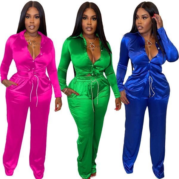 womens two piece pants elegant satin 2 set women button long sleeve lace up shirt drawstring slim club party matching sets 230228, White
womens two piece pants elegant satin 2 set women button long sleeve lace up shirt drawstring slim club party matching sets 230228, White