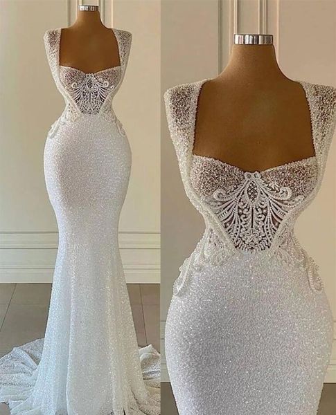 vintage sequins mermaid wedding dress beading short sleeve lace appliques africa sweep train bridal gowns custom made, White
vintage sequins mermaid wedding dress beading short sleeve lace appliques africa sweep train bridal gowns custom made, White