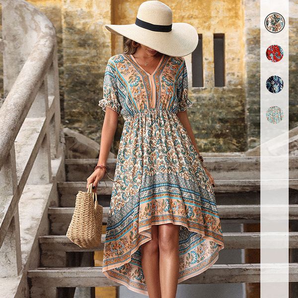 summer casual dresses retro mid-length skirt slim printing irregular holiday dress, Black;gray
summer casual dresses retro mid-length skirt slim printing irregular holiday dress, Black;gray