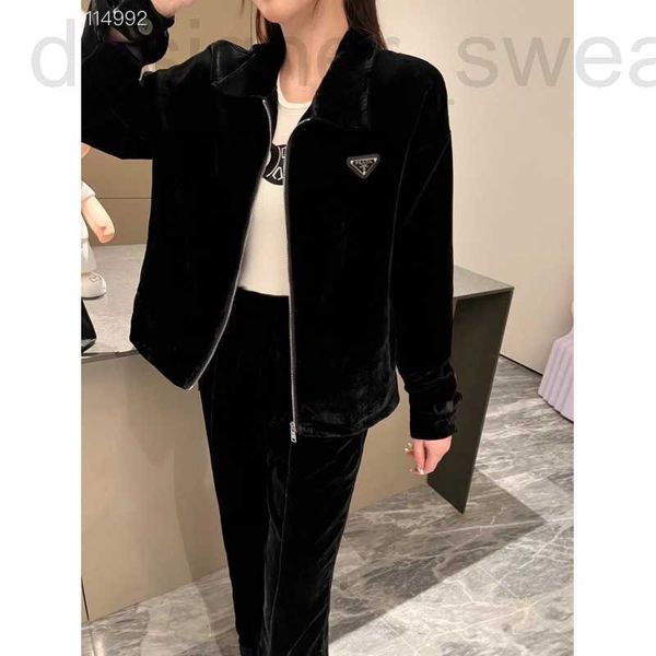 women's jackets designer pd23 triangle black velvet casual suit youth reduced age stand neck sports cardigan with flared wide leg pants, Black;brown
women's jackets designer pd23 triangle black velvet casual suit youth reduced age stand neck sports cardigan with flared wide leg pants, Black;brown