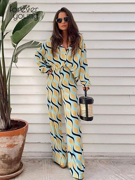 womens two piece pants women casual print trousers 2 set loose turndown collar blouses and wide leg suit chic female streetwear outfit 23030, White
womens two piece pants women casual print trousers 2 set loose turndown collar blouses and wide leg suit chic female streetwear outfit 23030, White