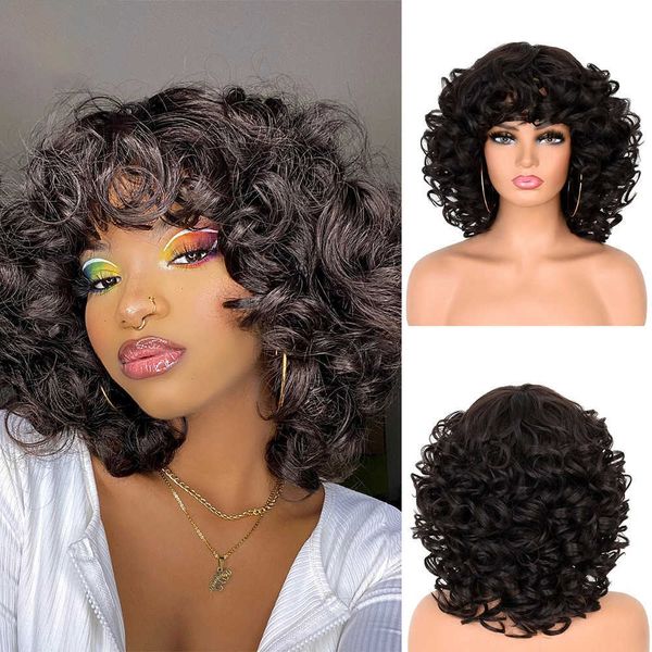 women's wig multi-color small curl short curl wig chemical fiber matte high temperature silk head cover wigs 230301, Black
women's wig multi-color small curl short curl wig chemical fiber matte high temperature silk head cover wigs 230301, Black