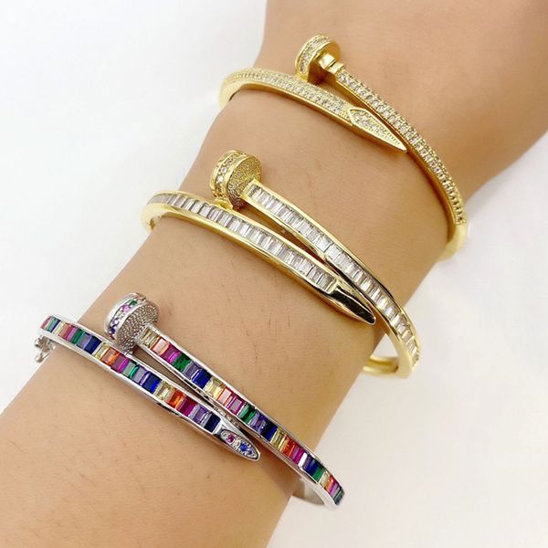 luxury wedding bracelets women man 18k gold plated opened zircon charm bracelet full diamond nail bangle love jewelry for valentine's d, Black
luxury wedding bracelets women man 18k gold plated opened zircon charm bracelet full diamond nail bangle love jewelry for valentine's d, Black