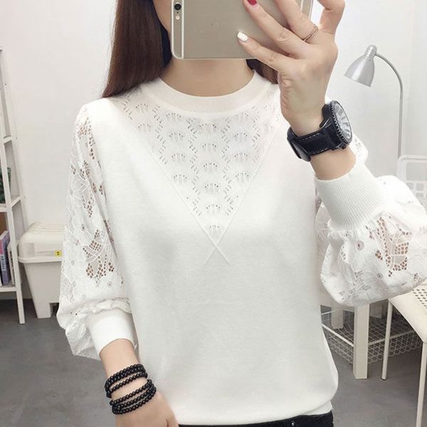 women's sweaters spring autumn bottoming shirt sweater women's lace long-sleeved stitching round neck hollow loose knitted s-4xl 2, White;black
women's sweaters spring autumn bottoming shirt sweater women's lace long-sleeved stitching round neck hollow loose knitted s-4xl 2, White;black