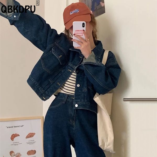 women s two piece pants korean fashion denim set s outifits high street spring crop cowboy jacket baggy jeans classic blue suits 230228, White
women s two piece pants korean fashion denim set s outifits high street spring crop cowboy jacket baggy jeans classic blue suits 230228, White
