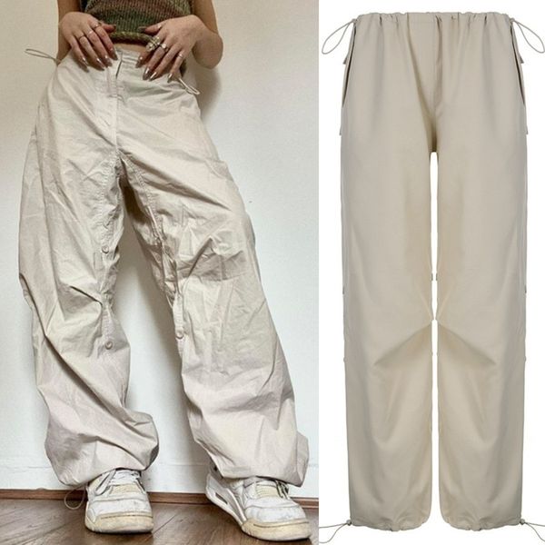 women's pants wide leg cargo y2k vintage low waist drawstring joggers tech casual solid hippie streetwear baggy trousers 230301, Black;white
women's pants wide leg cargo y2k vintage low waist drawstring joggers tech casual solid hippie streetwear baggy trousers 230301, Black;white