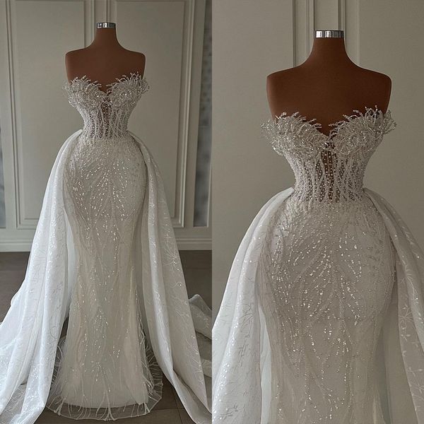 african sparkly mermaid wedding dresses custom made lace appliques seuqins bridal dress vestidos de novia, White
african sparkly mermaid wedding dresses custom made lace appliques seuqins bridal dress vestidos de novia, White