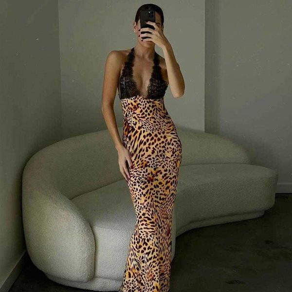knitted lace strap leopard print long dress womens spring clothing sexy, Black;gray 
knitted lace strap leopard print long dress womens spring clothing sexy, Black;gray