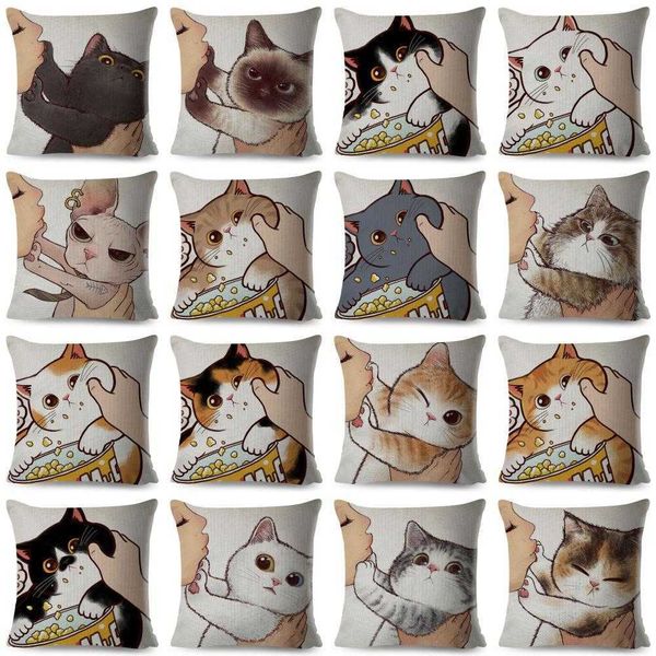 

interior decorations 45x45cm funny love kiss cute cat pillows cases for sofa home car cushion cover pillow covers decor linen pillowcase car