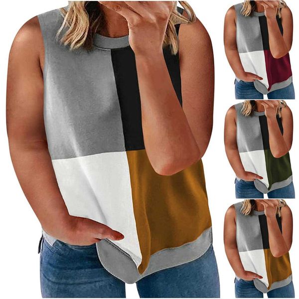 summer color block camis stitching sleeveless loose round neck i shaped vest, White
summer color block camis stitching sleeveless loose round neck i shaped vest, White