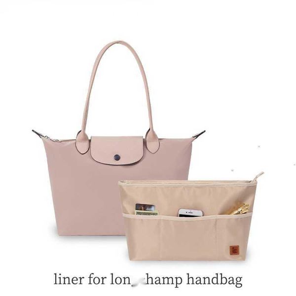 

for Handbag Luxury Bags Liner Inner Soft Women Nylon Makeup Insert Travel Organizer Bag Purse Cosmetic Storag, Long handle l size