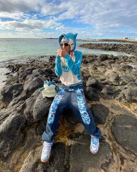 men's jeans 2023 star spliced print hip hop y2k fashion design casual low waist loose straight trousers clothing y2303, Blue
men's jeans 2023 star spliced print hip hop y2k fashion design casual low waist loose straight trousers clothing y2303, Blue