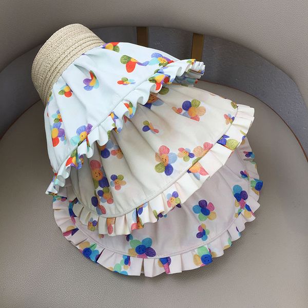 m568 summer large baby brim kids uv protection with coating flower print cap children's straw braided empty hat sun visor hats, Yellow
m568 summer large baby brim kids uv protection with coating flower print cap children's straw braided empty hat sun visor hats, Yellow