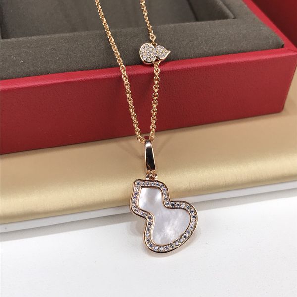 

18k plated gold diamond pendant necklace classic titanium steel diamonds bottle gourd pendant necklaces women luck necklace designer jewelry, Silver