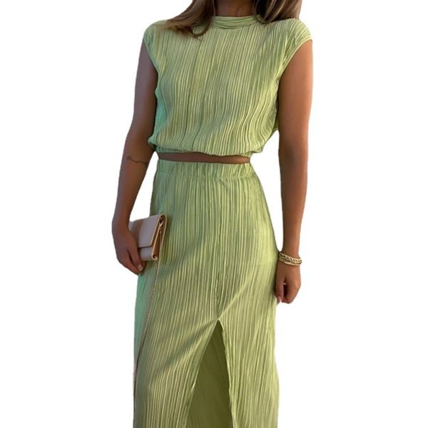 new summer women two piece pants pleated half-high neck cropped shirt and high-waisted slit long skirt sne0159 casual fashion dresses sets 2, White
new summer women two piece pants pleated half-high neck cropped shirt and high-waisted slit long skirt sne0159 casual fashion dresses sets 2, White